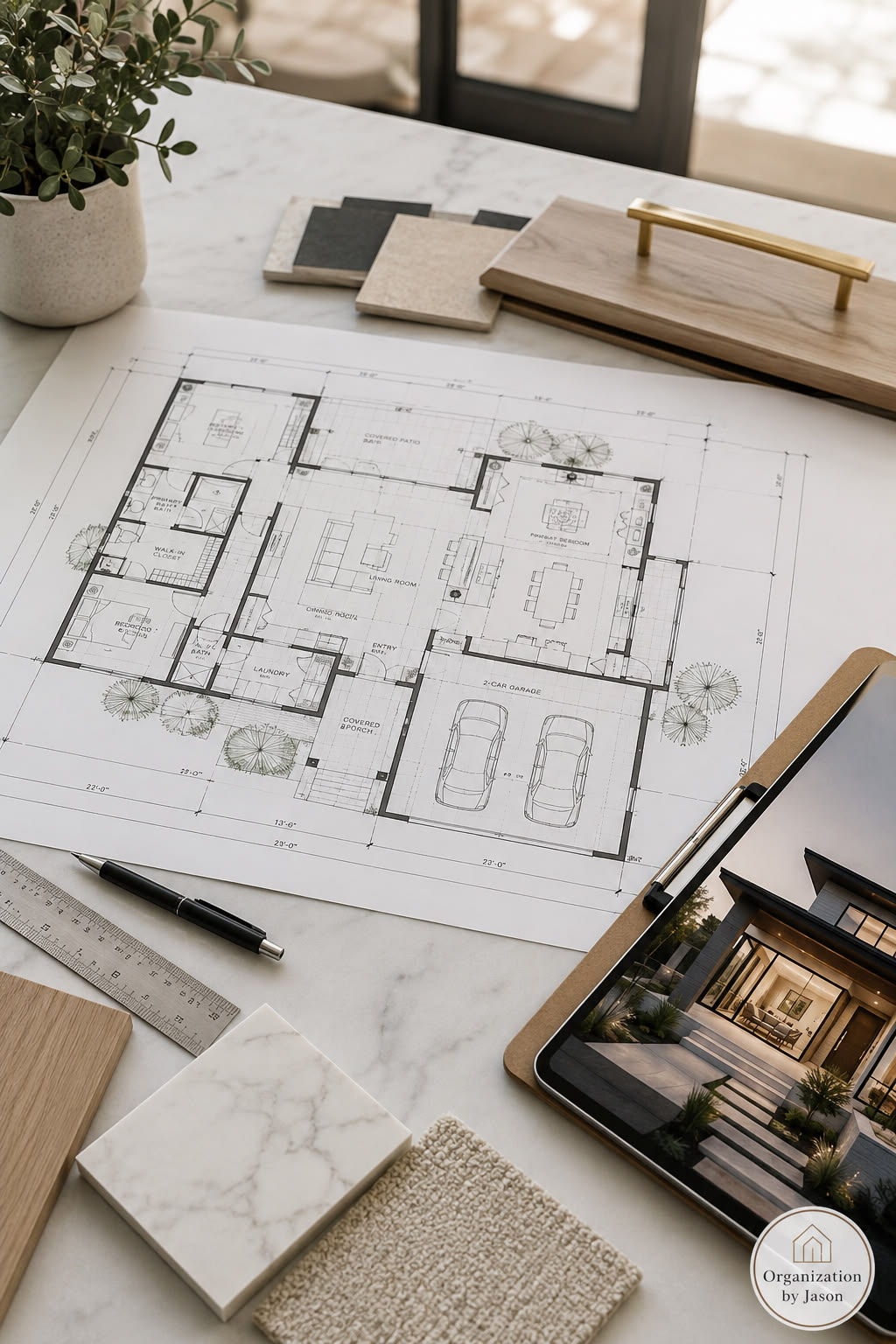 Plans on table, personalized design process